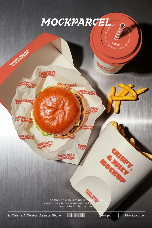 Fast food hamburger brand packaging Mockup