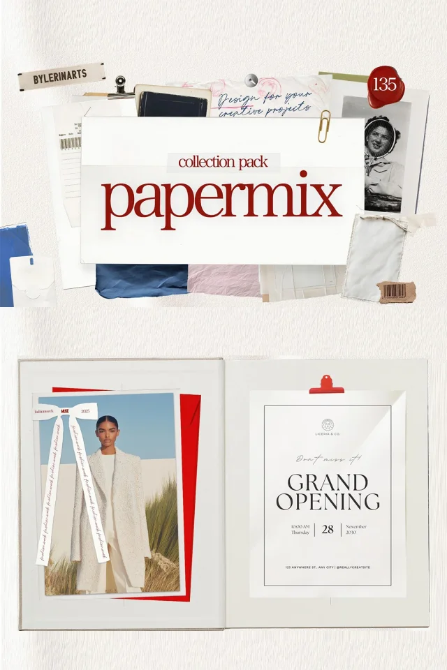 Retro sticky note paper elements