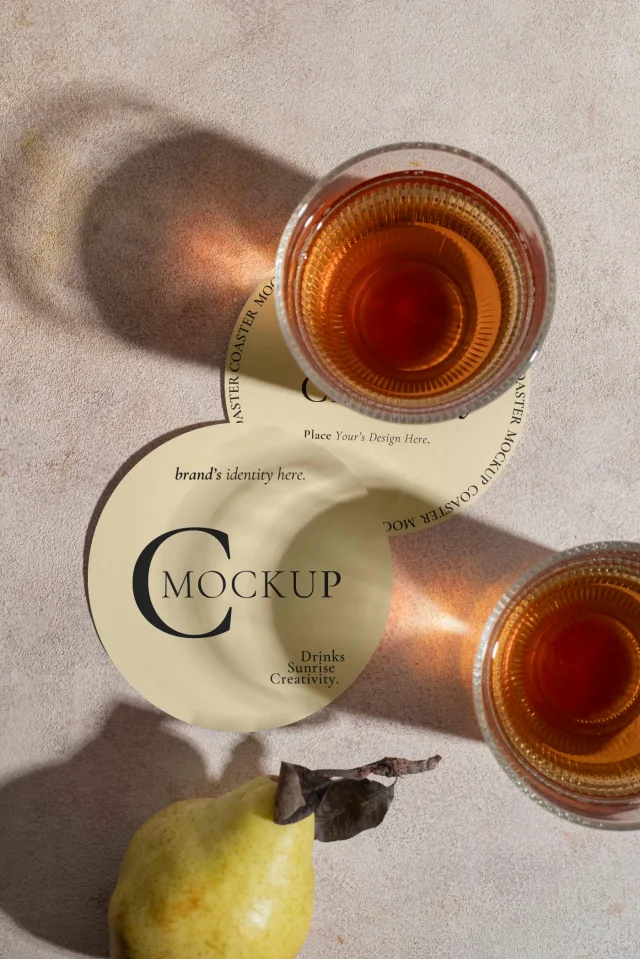 17 Drink Coaster Mockup