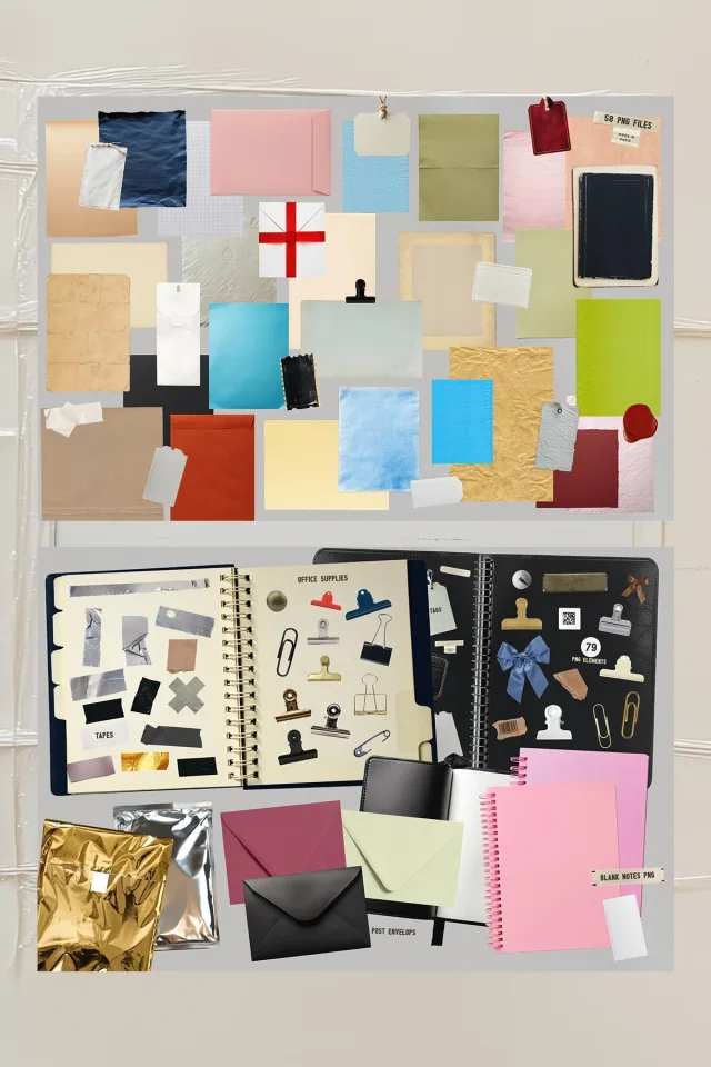 Retro sticky note paper elements &mdash; preview 6