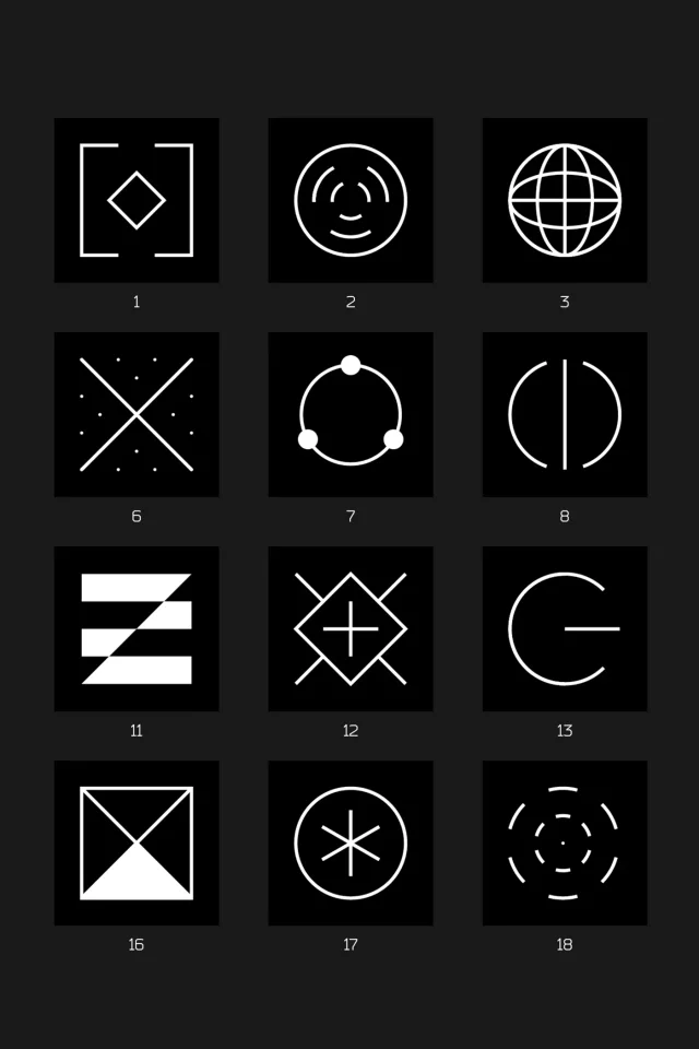 125 Abstract Technology Geometry Icons preview 1