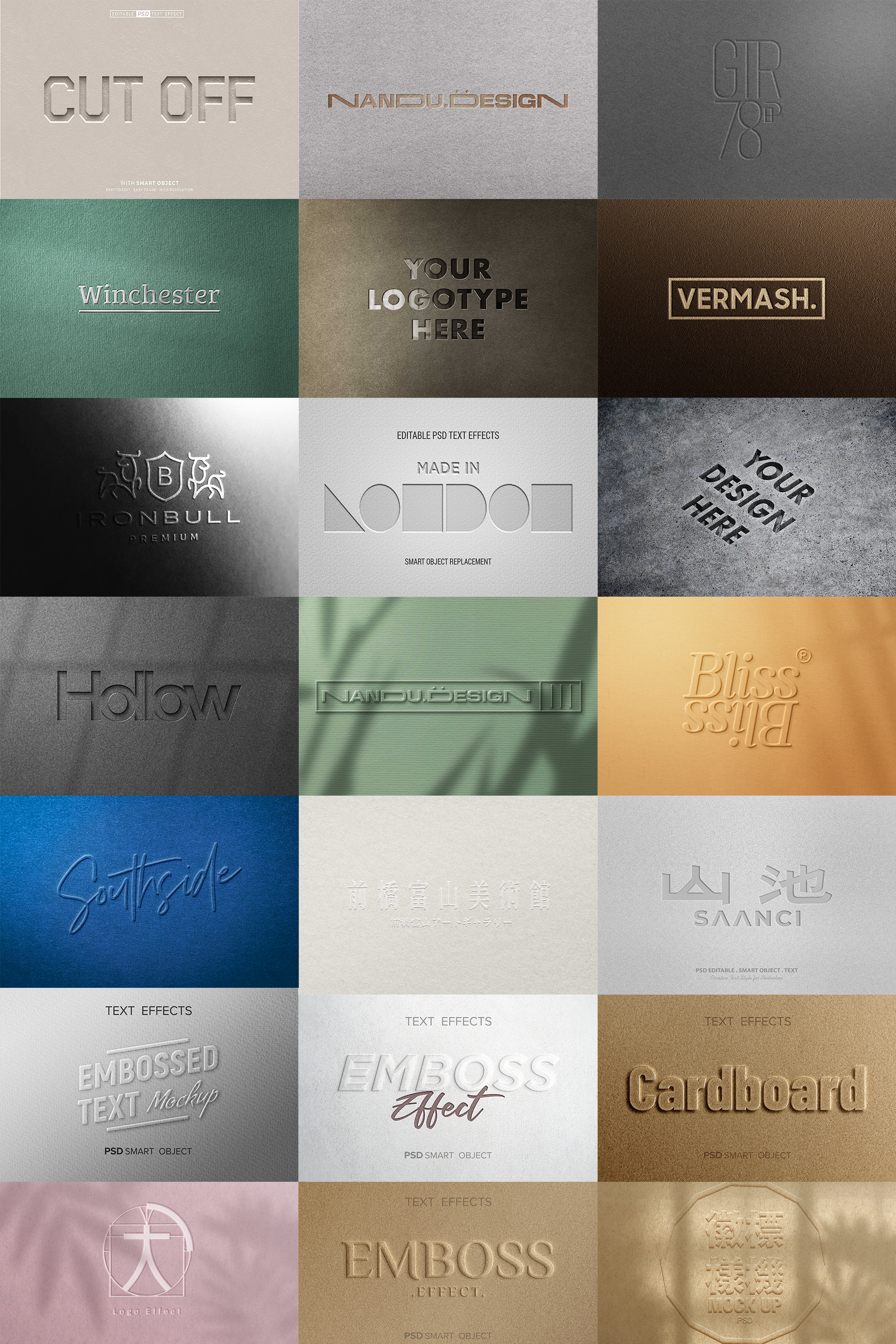 45 Font embossed printing texture effect preview 3