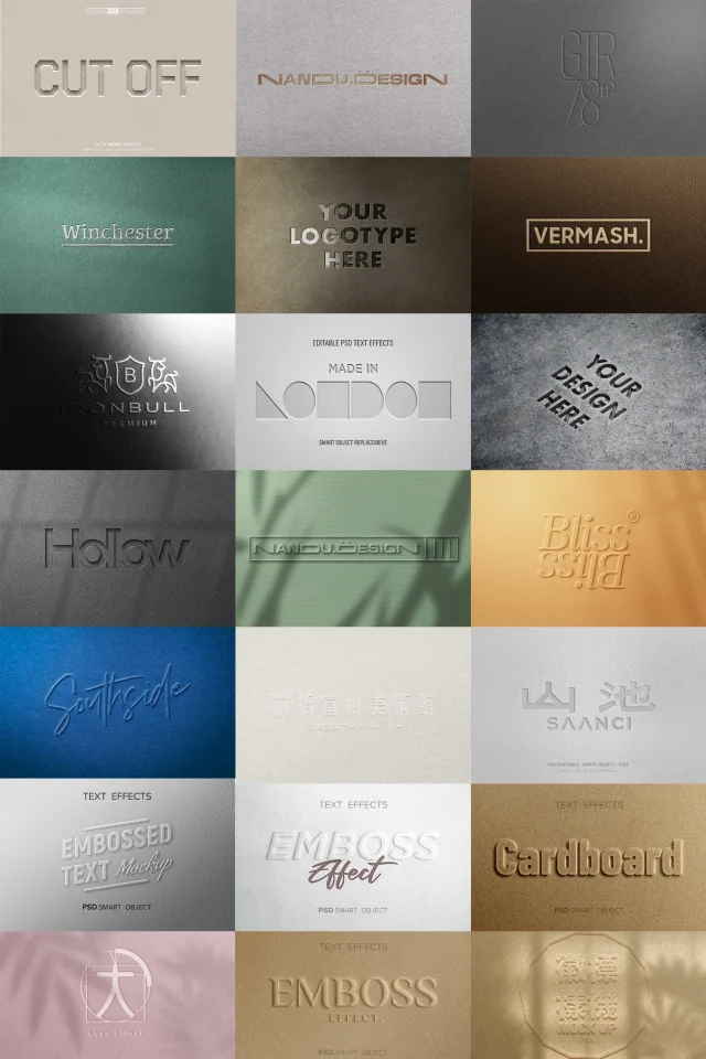 45 Font embossed printing texture effect preview 3