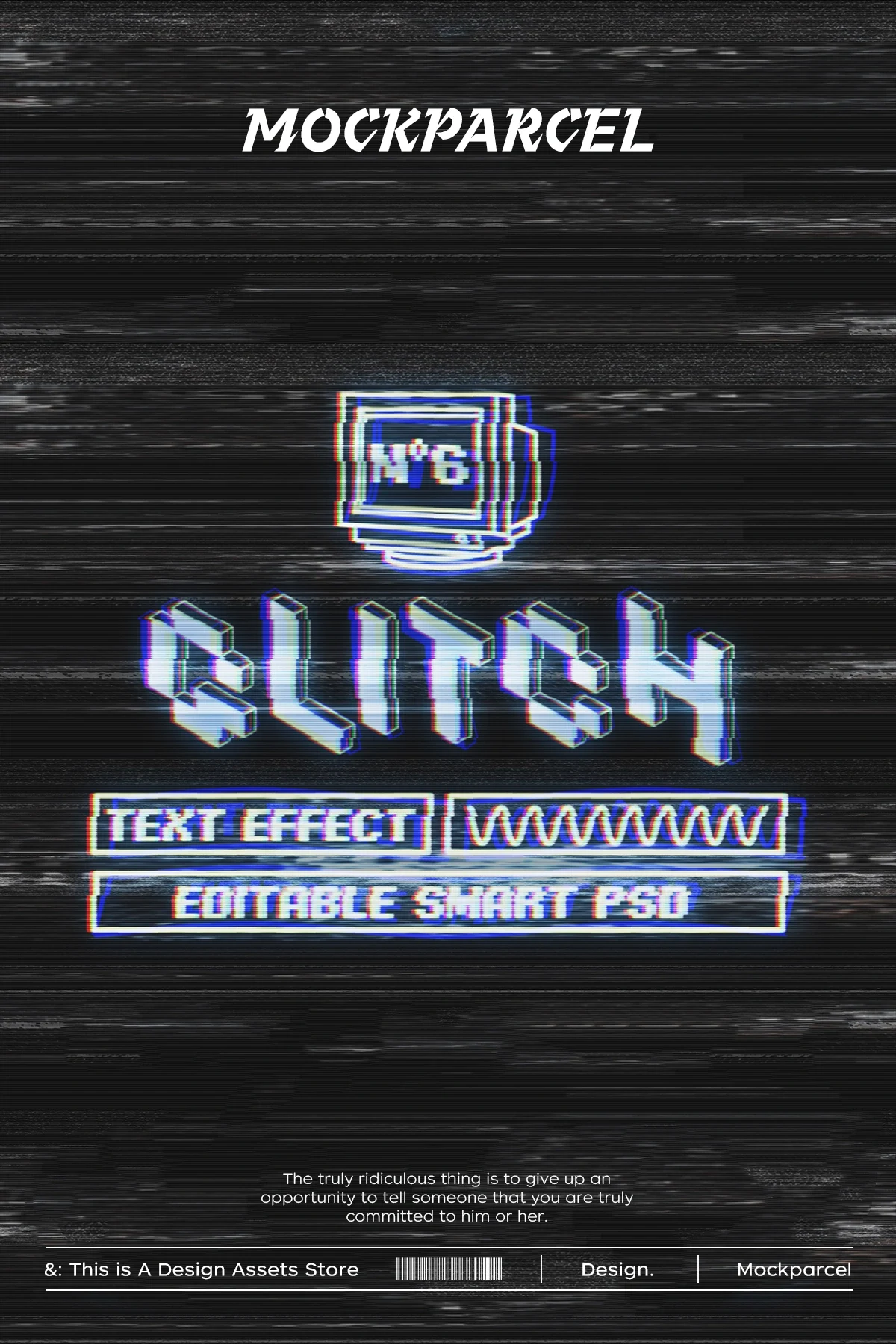23 Glitch screen font interface template