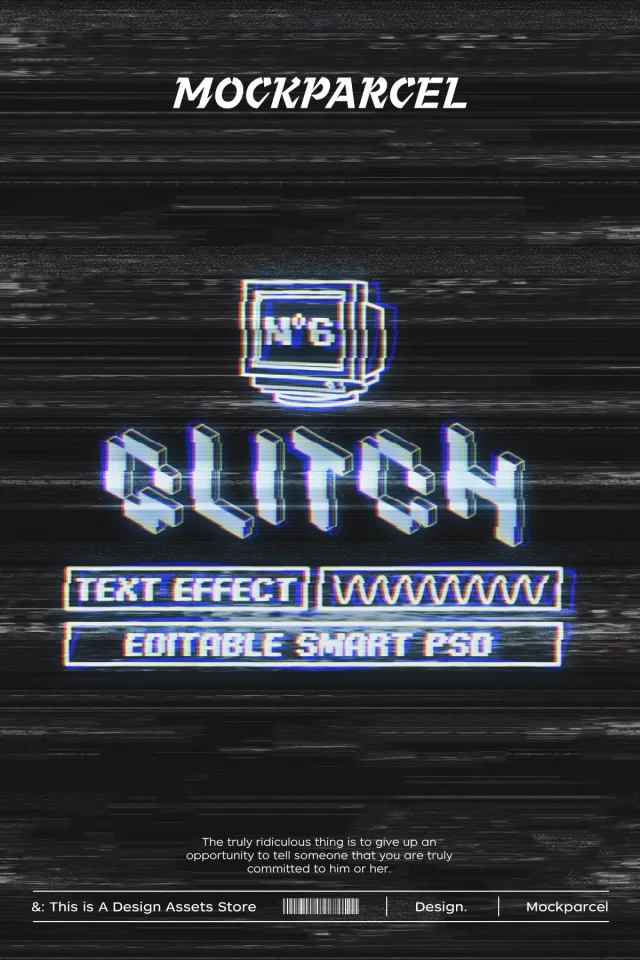 23 Glitch screen font interface template