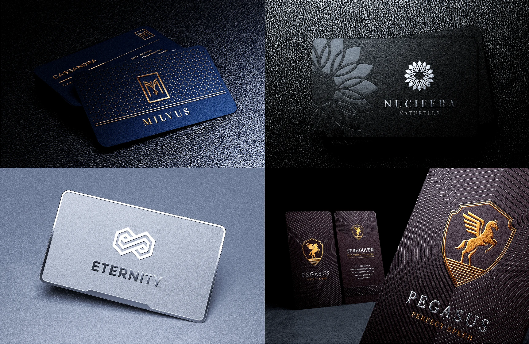 12 Luxury Gold Foil Embossed Business Card Mockups PSD &mdash; preview 2
