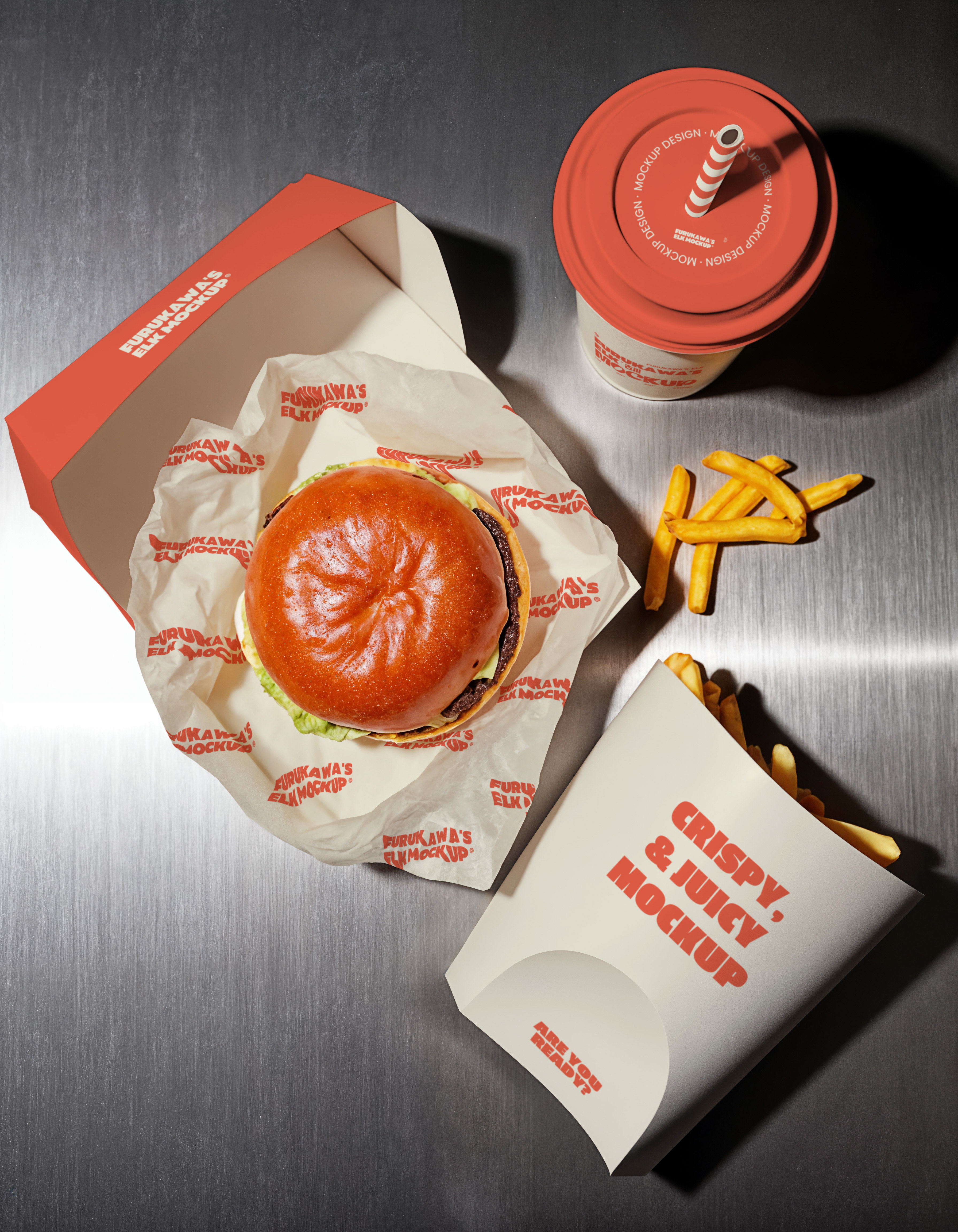 Fast food hamburger brand packaging Mockup