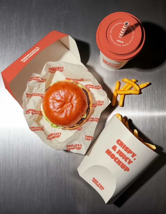 Fast food hamburger brand packaging Mockup