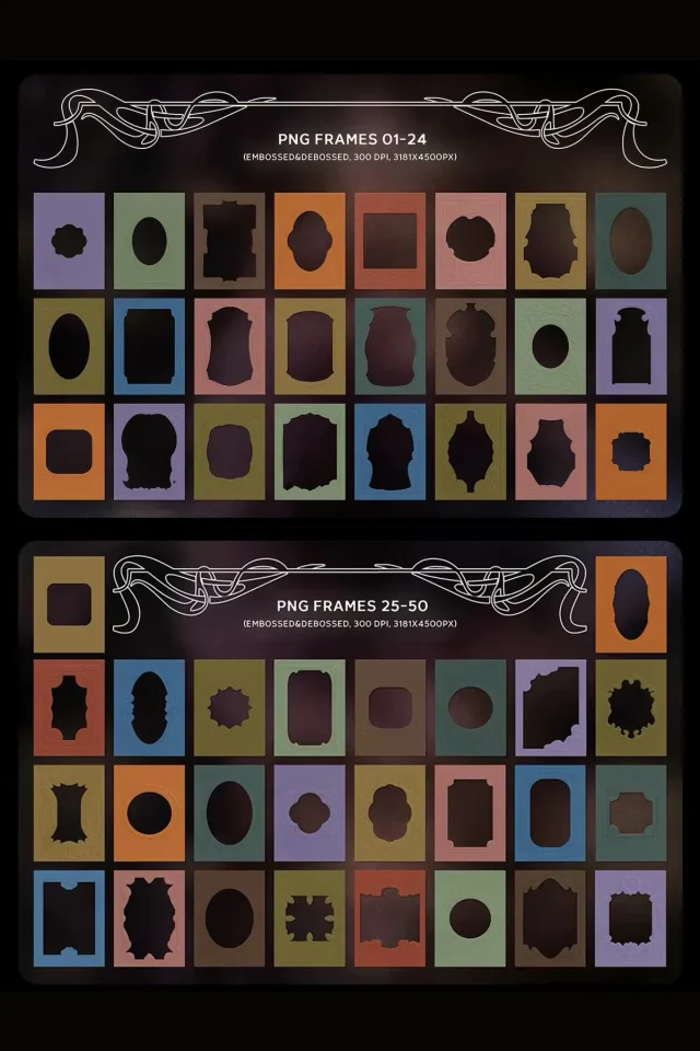 Art Nouveau style paper texture border preview 4