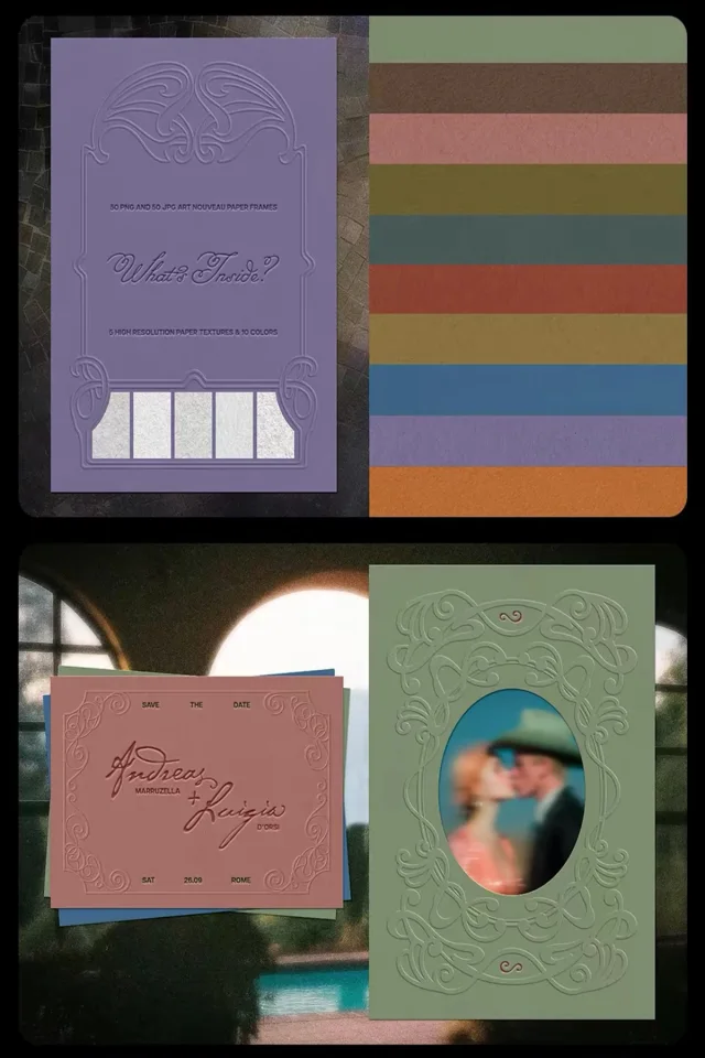Art Nouveau style paper texture border preview 3