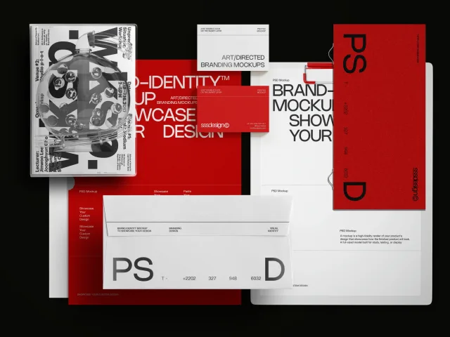 Red minimalist luxury premium office brand VI set preview 1