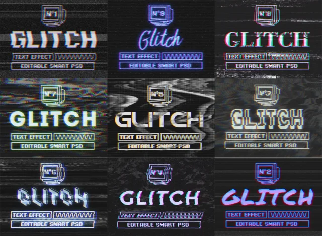 23 Glitch screen font interface template preview 4