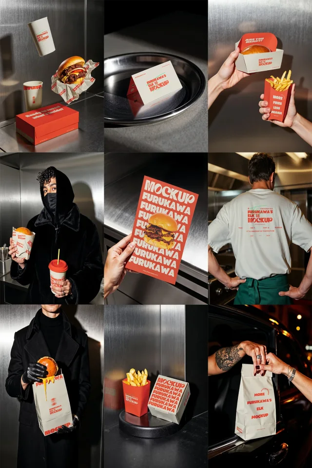 Fast food hamburger brand packaging Mockup &mdash; preview 11