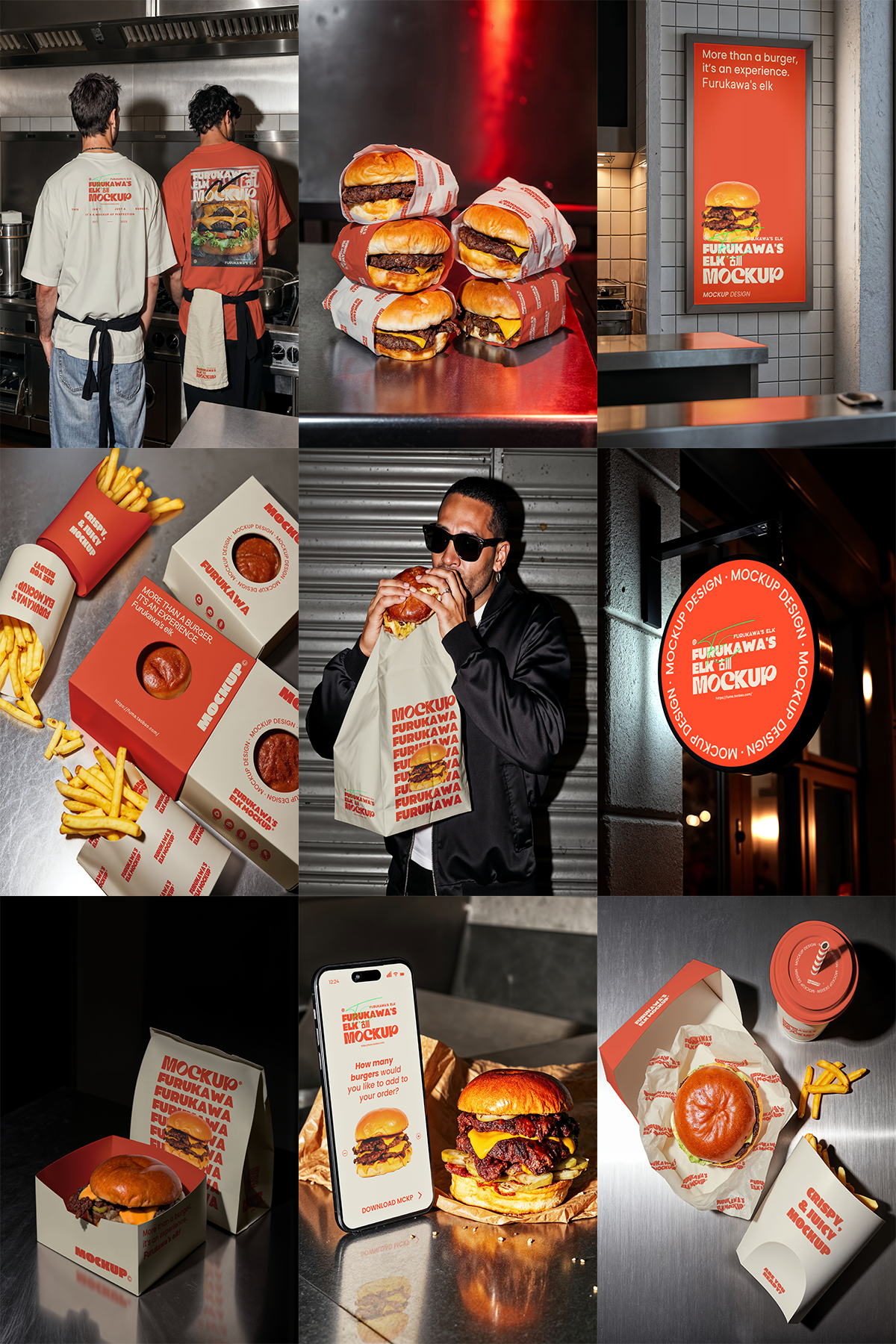 Fast food hamburger brand packaging Mockup &mdash; preview 10