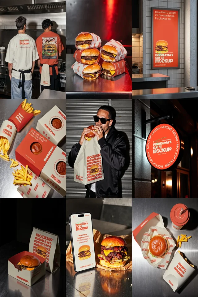 Fast food hamburger brand packaging Mockup &mdash; preview 10