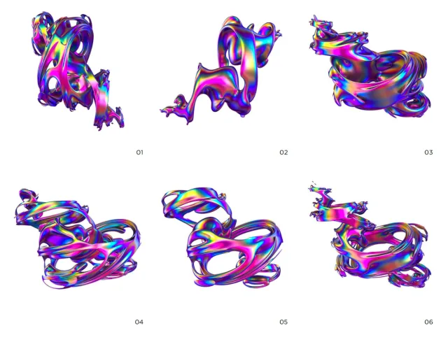 Colorful Abstract metal laser 3D transparent PNG preview 2