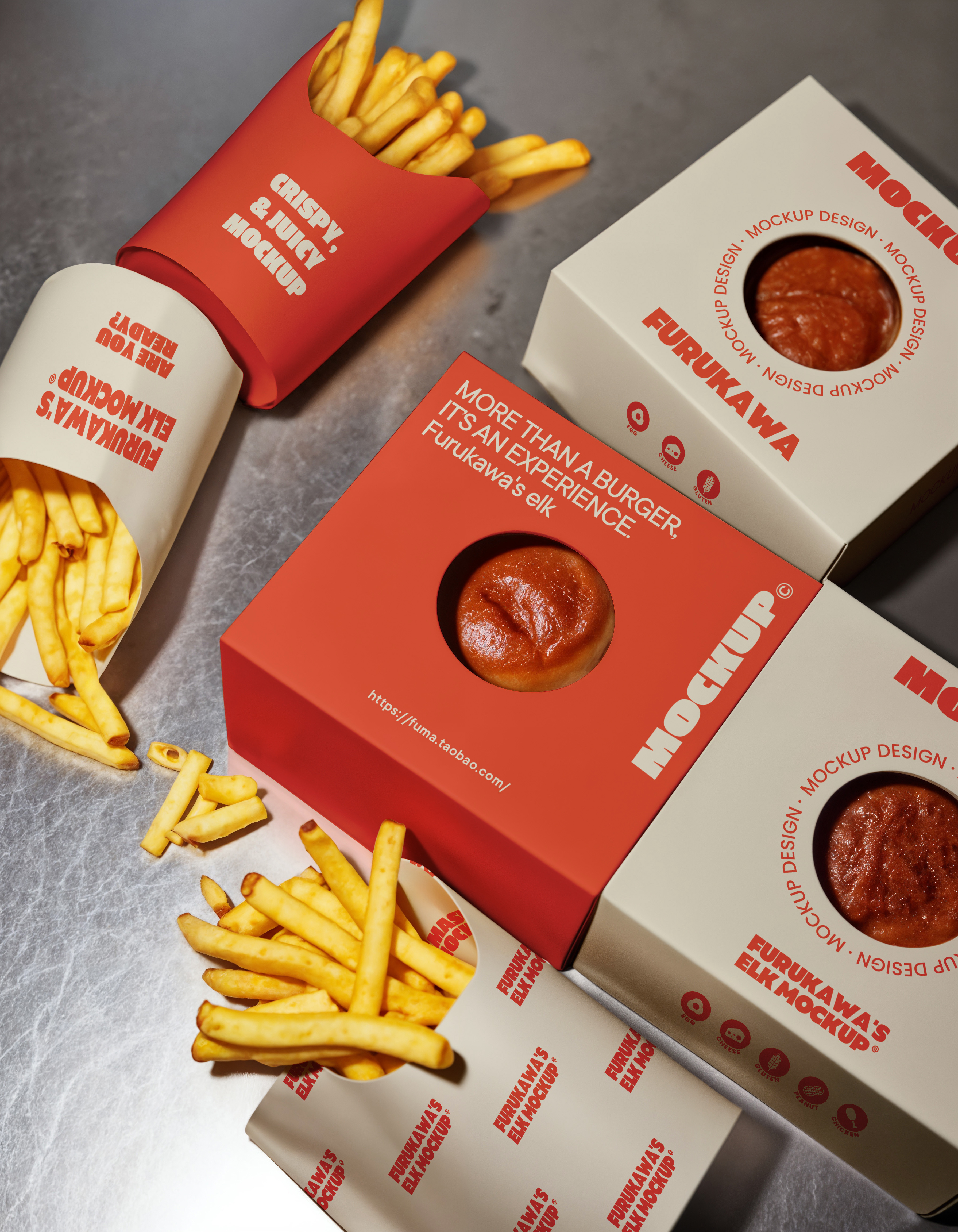 Fast food hamburger brand packaging Mockup &mdash; preview 3