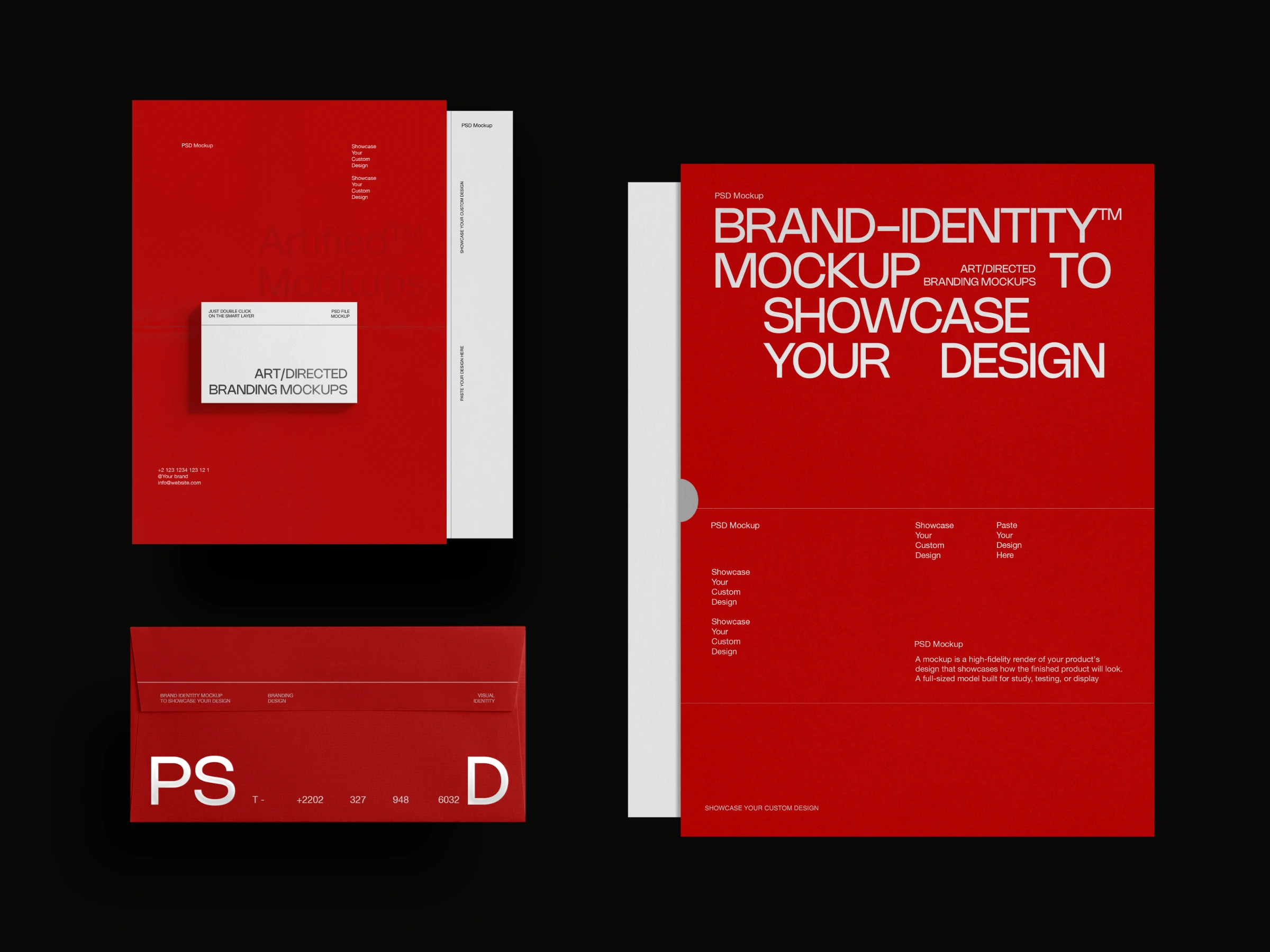 Red minimalist luxury premium office brand VI set preview 4