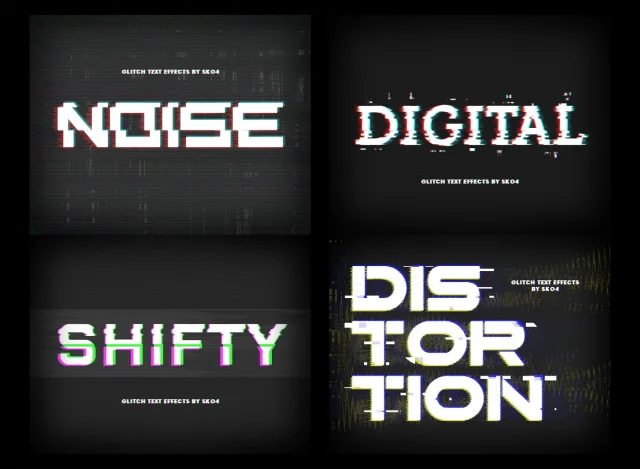 23 Glitch screen font interface template preview 2