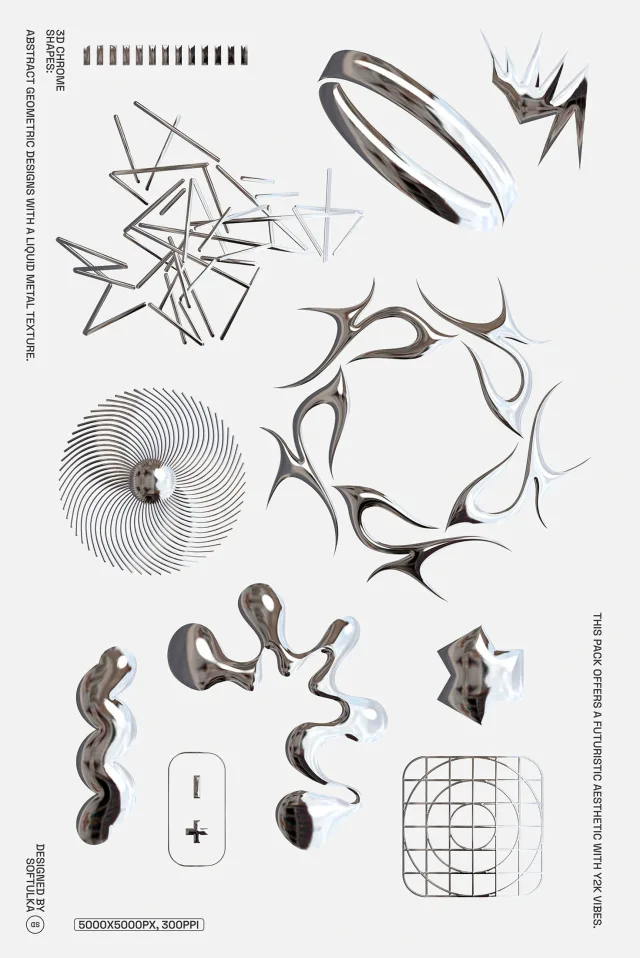 313 Abstract chrome-plated visual element icon &mdash; preview 3
