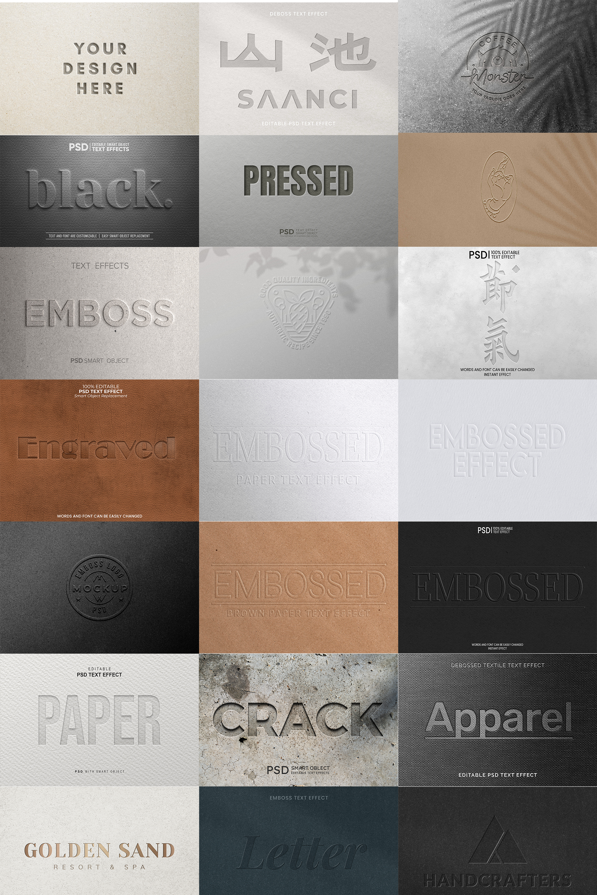 45 Font embossed printing texture effect preview 4