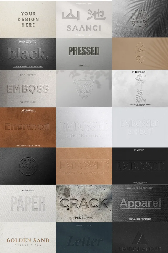 45 Font embossed printing texture effect preview 4