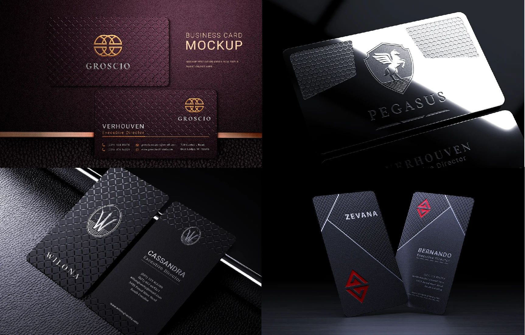 12 Luxury Gold Foil Embossed Business Card Mockups PSD &mdash; preview 3
