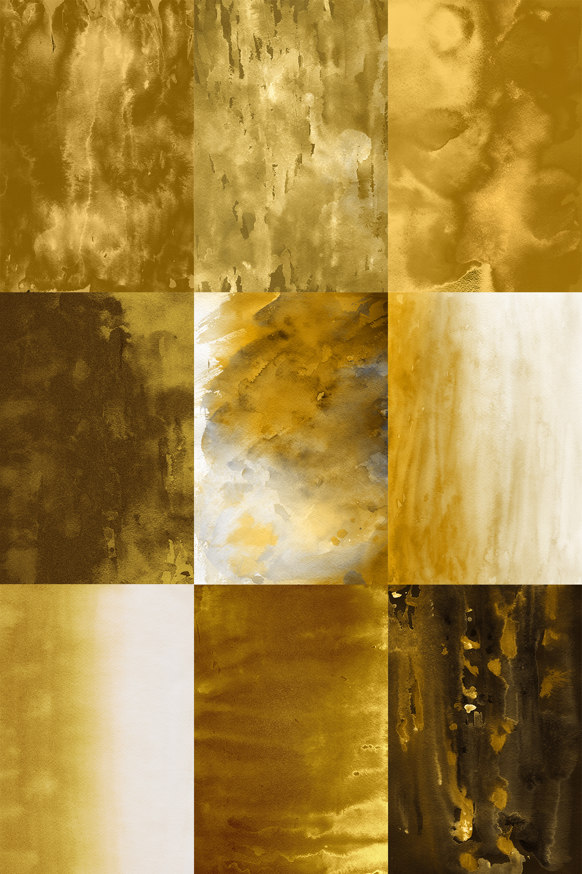 32 Golden Watercolor smudged texture