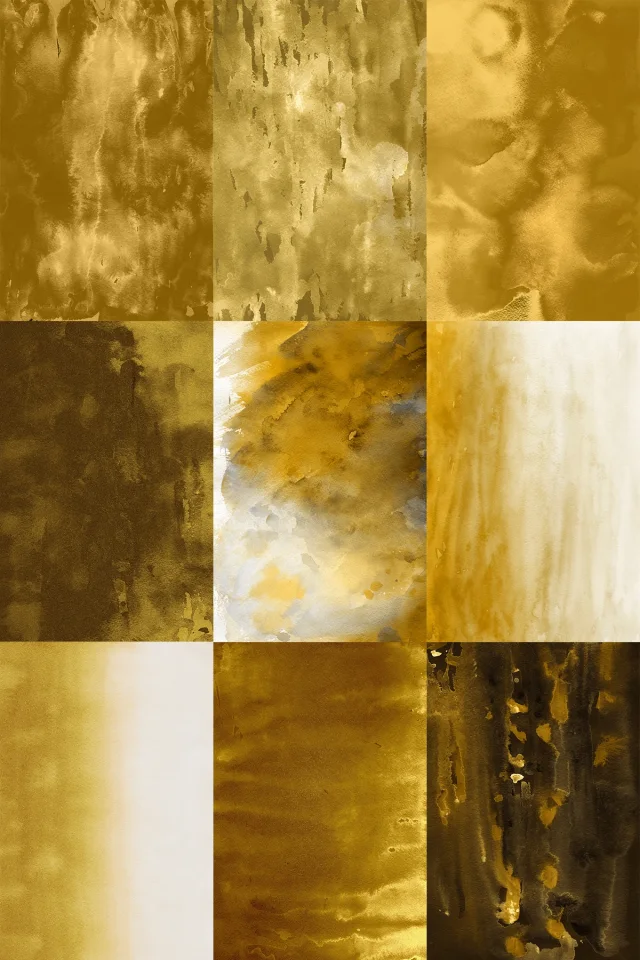 32 Golden Watercolor smudged texture