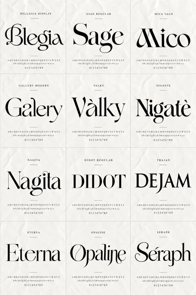 12 Selected English serif fonts