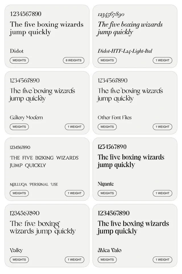 12 Selected English serif fonts